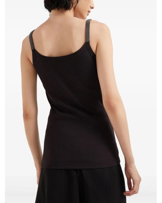 Brunello Cucinelli Black Monili-trim Tank Top