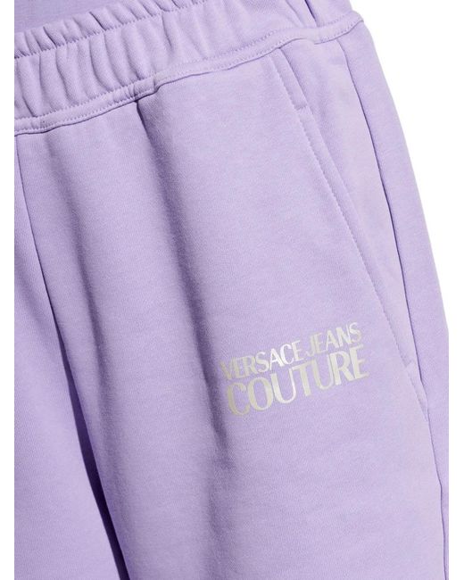 Versace Jeans Couture Purple Pantalon De Jogging Brodé À Lien De Resserrage