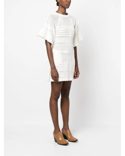 Stella McCartney White I Love You Crochet-Knit Minidress