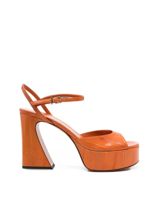 Fendi Orange Sandales Arco À Plateforme