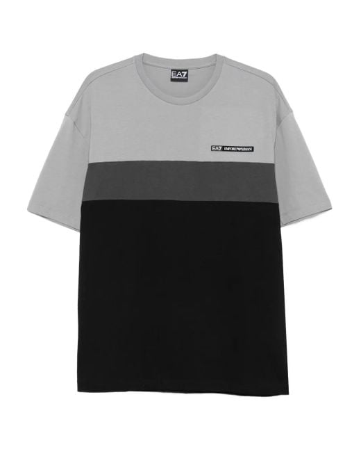EA7 Gray Colour-Block T-Shirt for men