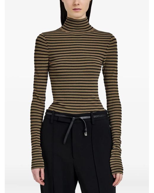 Proenza Schouler Green Didi Striped Turtleneck Top