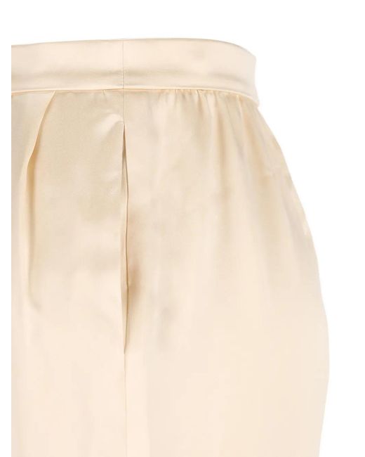 Saint Laurent White Pleated Silk Trousers