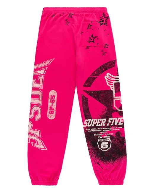 Sp5der Pink Stencil Track Pants for men