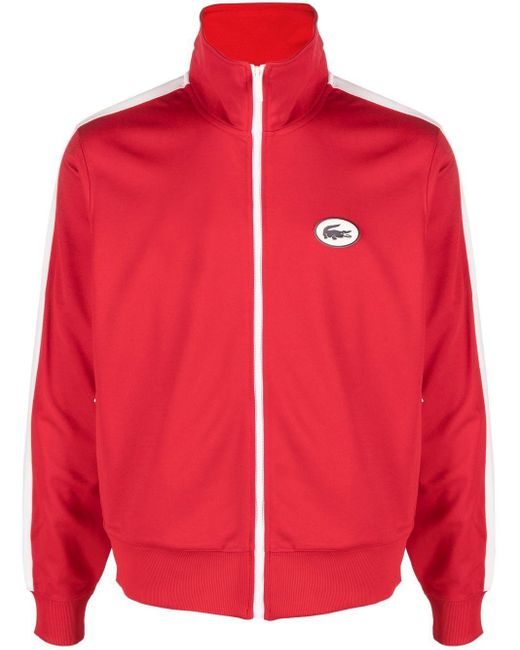 Lacoste Logo-patch Zip-up Sweatshirt Jacket in Red for Men | Lyst