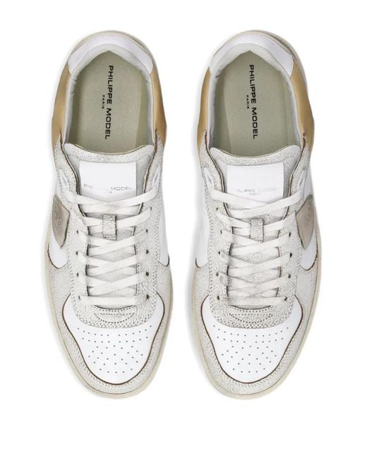 Zapatillas de piel a paneles Philippe Model de hombre de color White