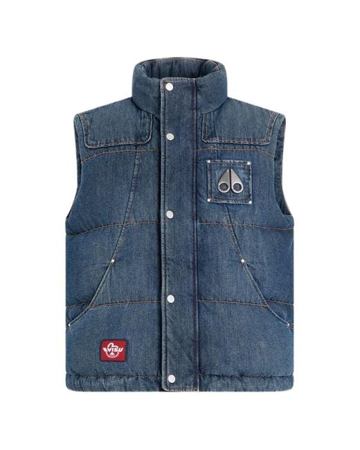 Moose Knuckles Blue X Evisu Padded Logo-Patch Gilet for men