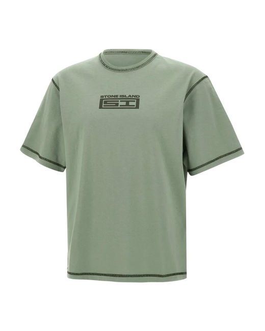 メンズ Stone Island コットン Tシャツ Green
