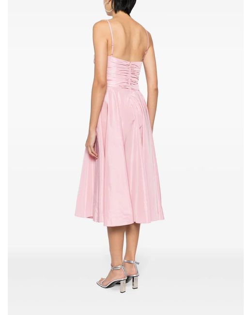 Staud Pink Dayanara Bow-Embellished Midi Dress