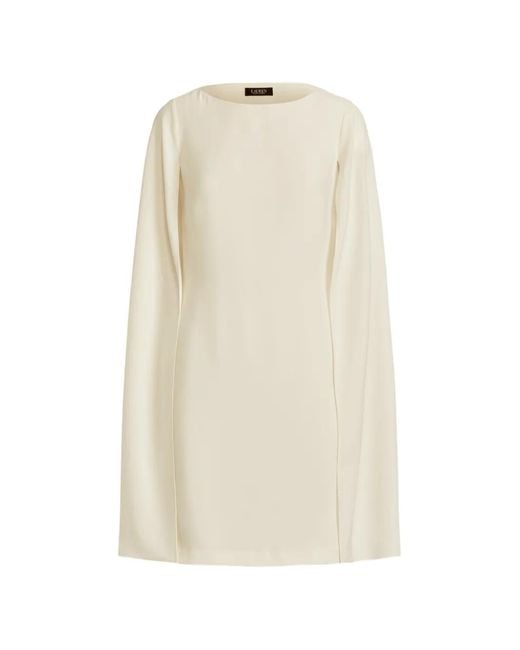 Ralph Lauren White Cape-Overlay Georgette Mini Dress