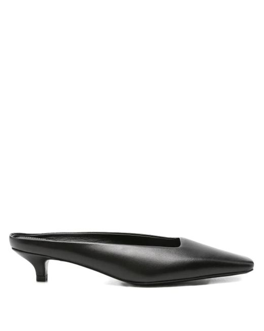 Totême  Black Square-Toe Leather Mules