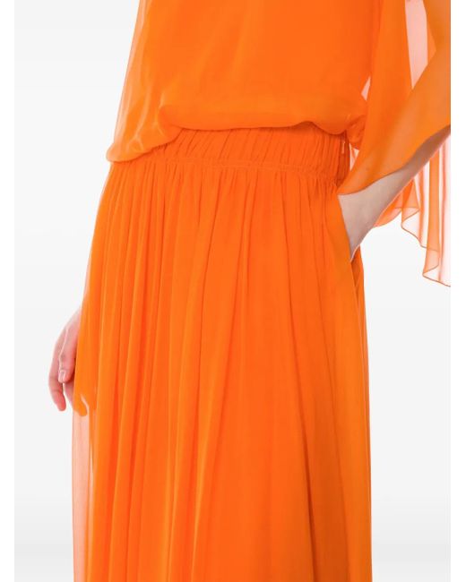 Jupe En Soie À Coupe Longue Alberta Ferretti en coloris Orange