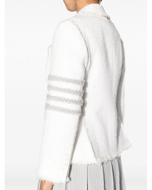 Thom Browne White 4-Bar Tweed Jacket