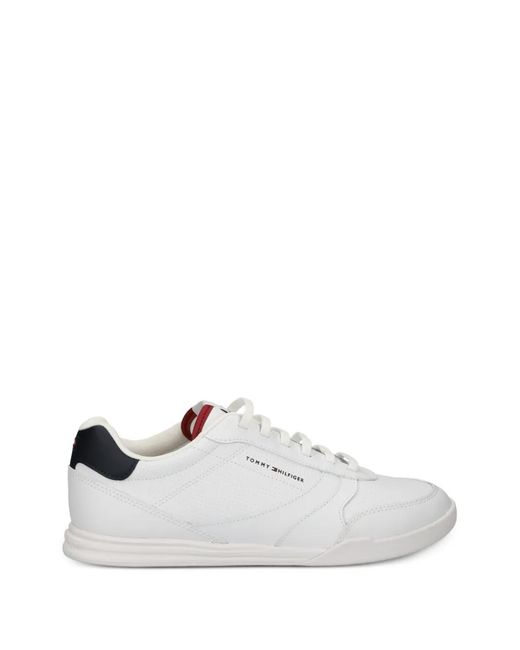 Tommy Hilfiger White Perforated Leather Sneakers for men
