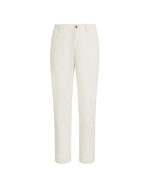 Brunello Cucinelli White Garment-Dyed Corduroy Trousers for men