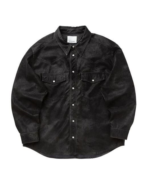 メンズ Isabel Marant Kadrian ダブルポケット シャツジャケット Black