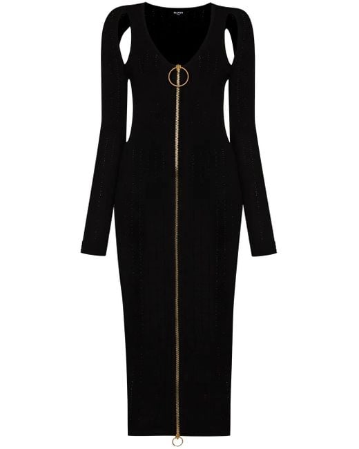 Balmain Black Schmales Kleid Mit Cut-Out