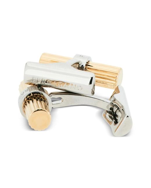 Ferragamo Metallic Branded Cufflinks for men