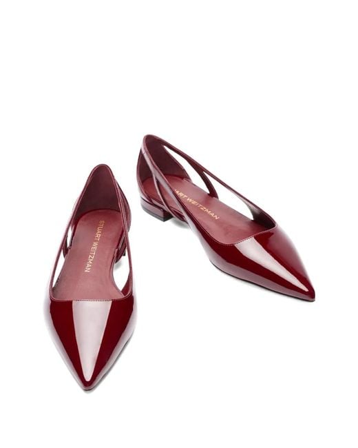 Stuart Weitzman Red Cut-Out Ballet Flats