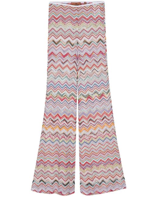 Missoni White Zigzag-woven Flared Trousers