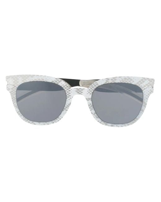 Occhiali Da Sole Wayfarer Con Stampa Pelle Di Serpente di Mykita in Blue