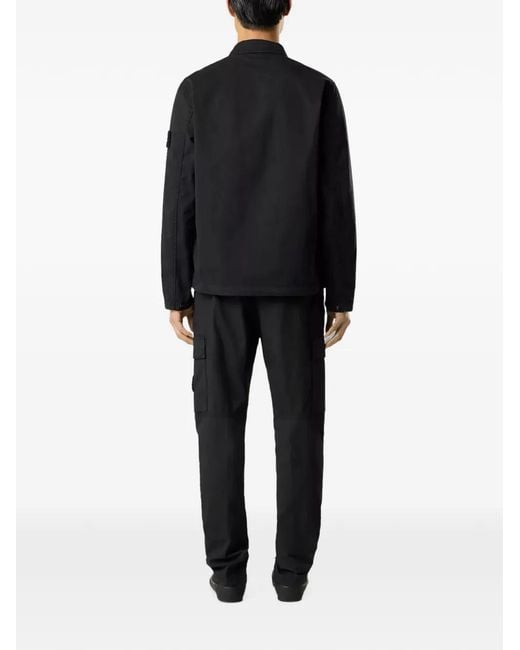 Stone Island Black Pantalon Cargo À Patch Logo for men
