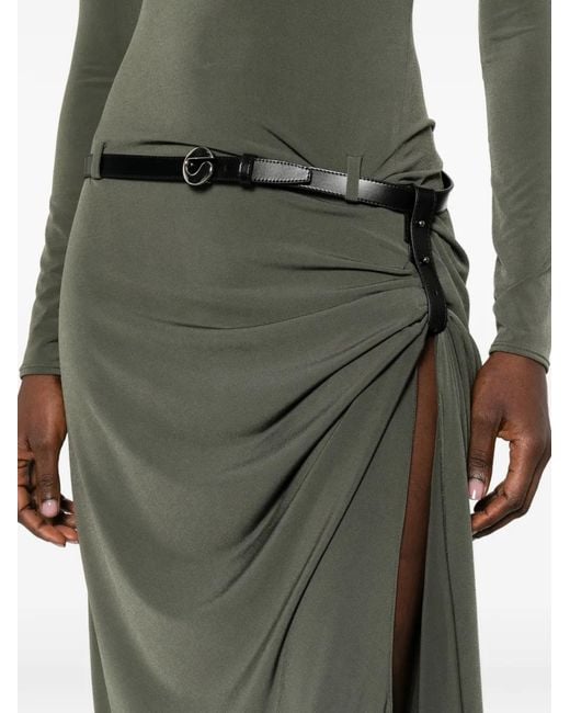 Coperni Green Long-Sleeve Draped Maxi Dress
