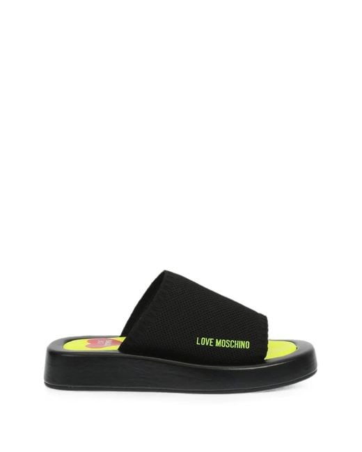 Moschino Black Logo-Print Knit Sandals