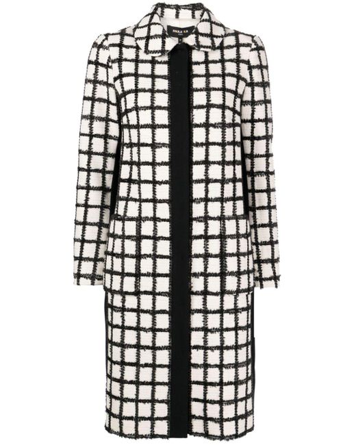 Paule Ka White Grid-pattern Single-breasted Coat