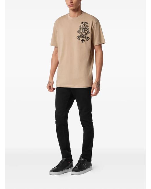 Philipp Plein Natural Logo-Appliqué T-Shirt for men