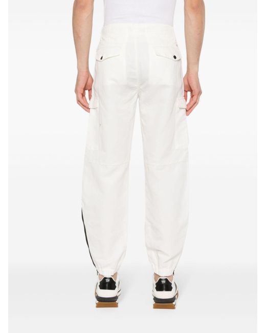 C P Company White Tapered-leg Cotton Cargo Trousers for men