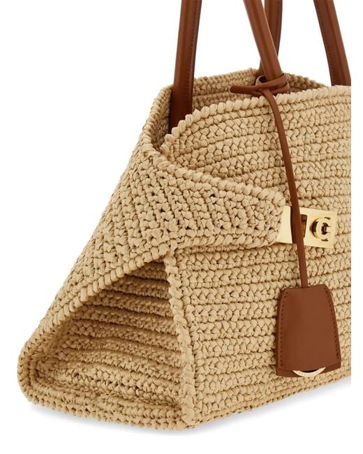Ferragamo Natural Hug Woven-Raffia Tote Bag