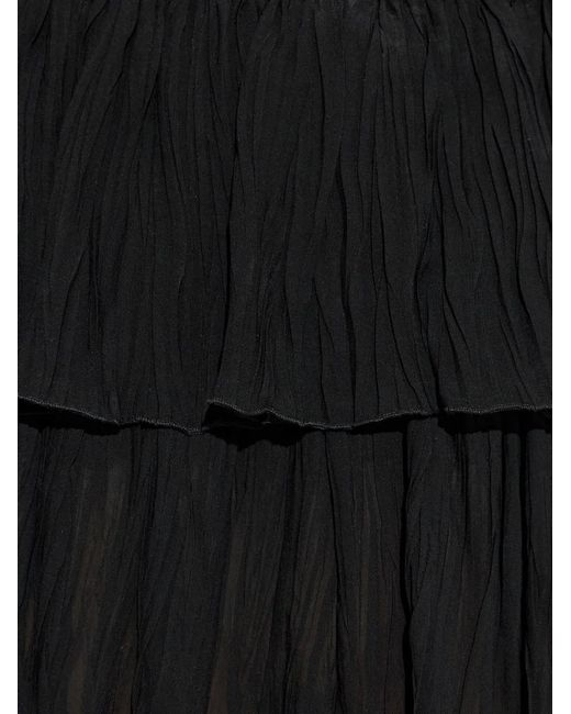 Blumarine Black Asymmetrical Pleated Georgette Skirt