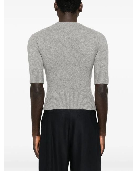 Extreme Cashmere Gray Lauren Short-Sleeve Crew-Neck Sweater