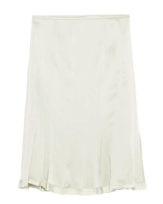 Jil Sander White Pleated Satin Skirt