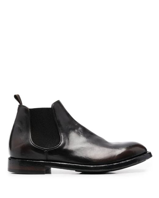 Officine Creative Black Elasticated-Panel Leather Boots for men