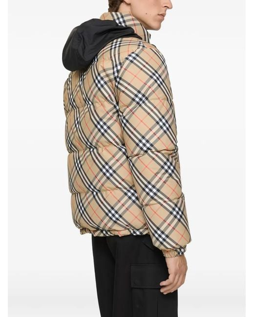 Burberry Brown Reversible Check Puffer Jacket Sand for men