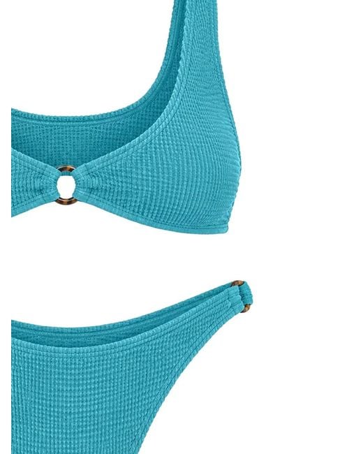 BOUND Blue Crinkled Ring-Detail Bikini