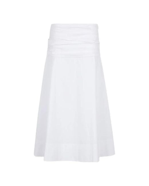Staud White Jupe À Fronces