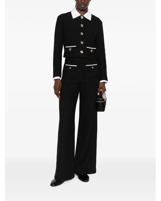 Maje Black Veste Crop À Boutonnière
