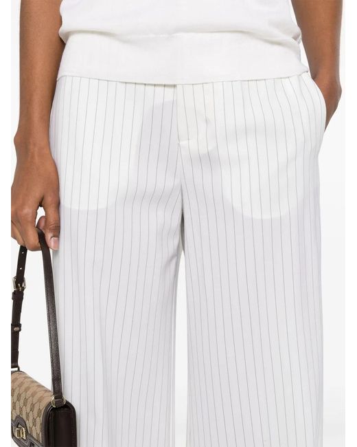 P.A.R.O.S.H. White Luxurious Lana Blend Trousers
