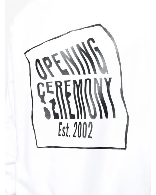 Opening Ceremony White Warped-Logo Cotton Sweatshirt for men
