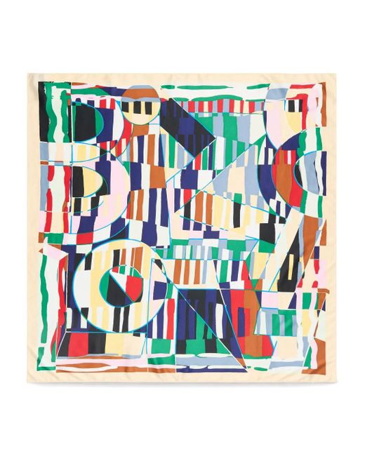 Bimba Y Lola Natural Geometric-Print Scarf