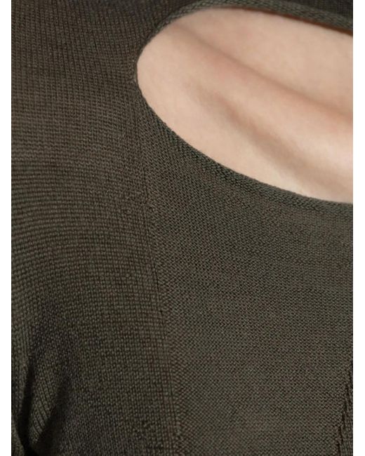 Rick Owens Black Cut-Out Long-Sleeve Top