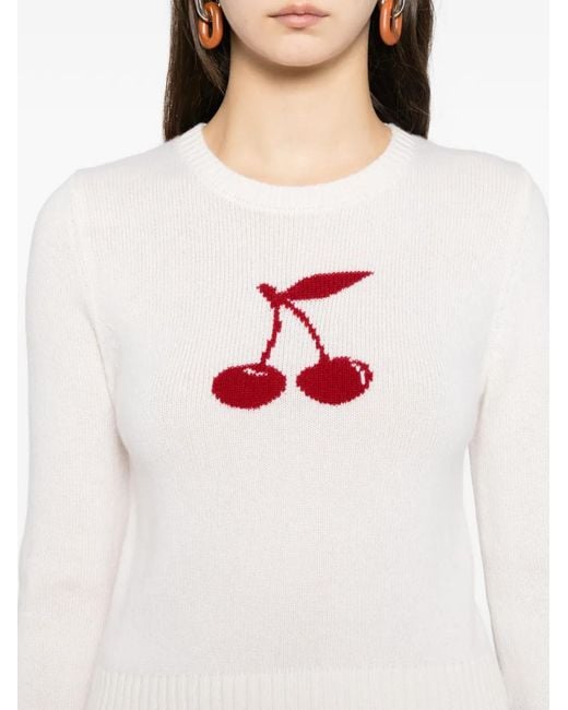Cynthia Rowley White Intarsia Cropped Sweater