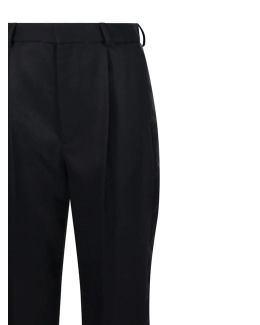 Victoria Beckham Blue Pleated Straight Trousers
