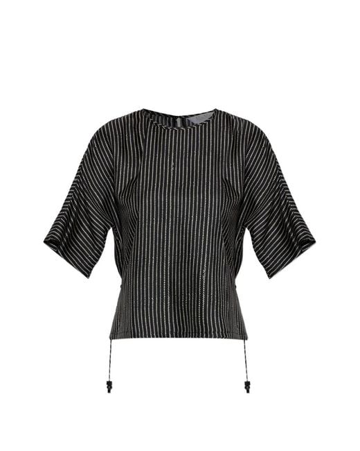 Max Mara Black Striped Drawstring Top