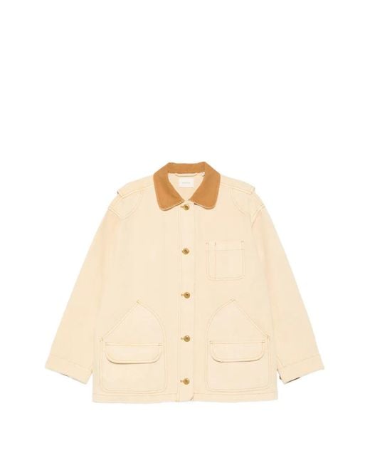 Doen Natural Pascual Contrast-Collar Coat