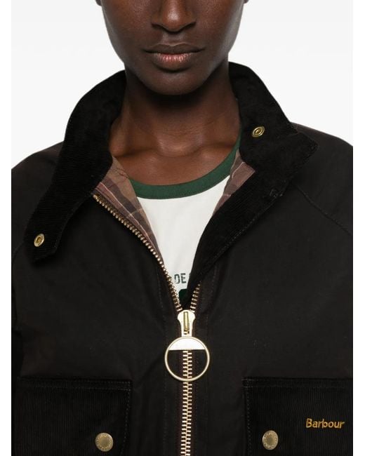 Barbour Black Corduroy-Trim Pocket-Detail Jacket