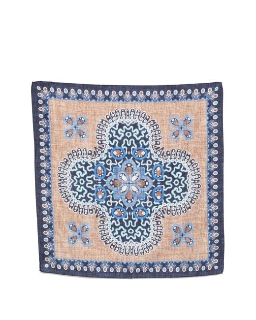Dell'Oglio Blue Tokio Geometric-Print Scarf for men